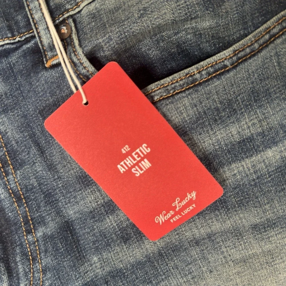 Lucky Brand Jeans Mens 36x34 412 Athletic Slim 2 Way Stretch Medium Wash Denim - Picture 6 of 15